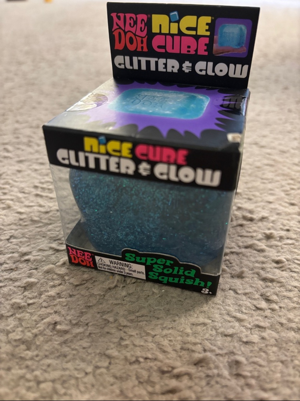 Nee Doh Nice Curb Glitter & Glow Blue Super Solid Squish Toy